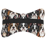 Boston Terrier Dogs Soft Car Headrest Pillow .