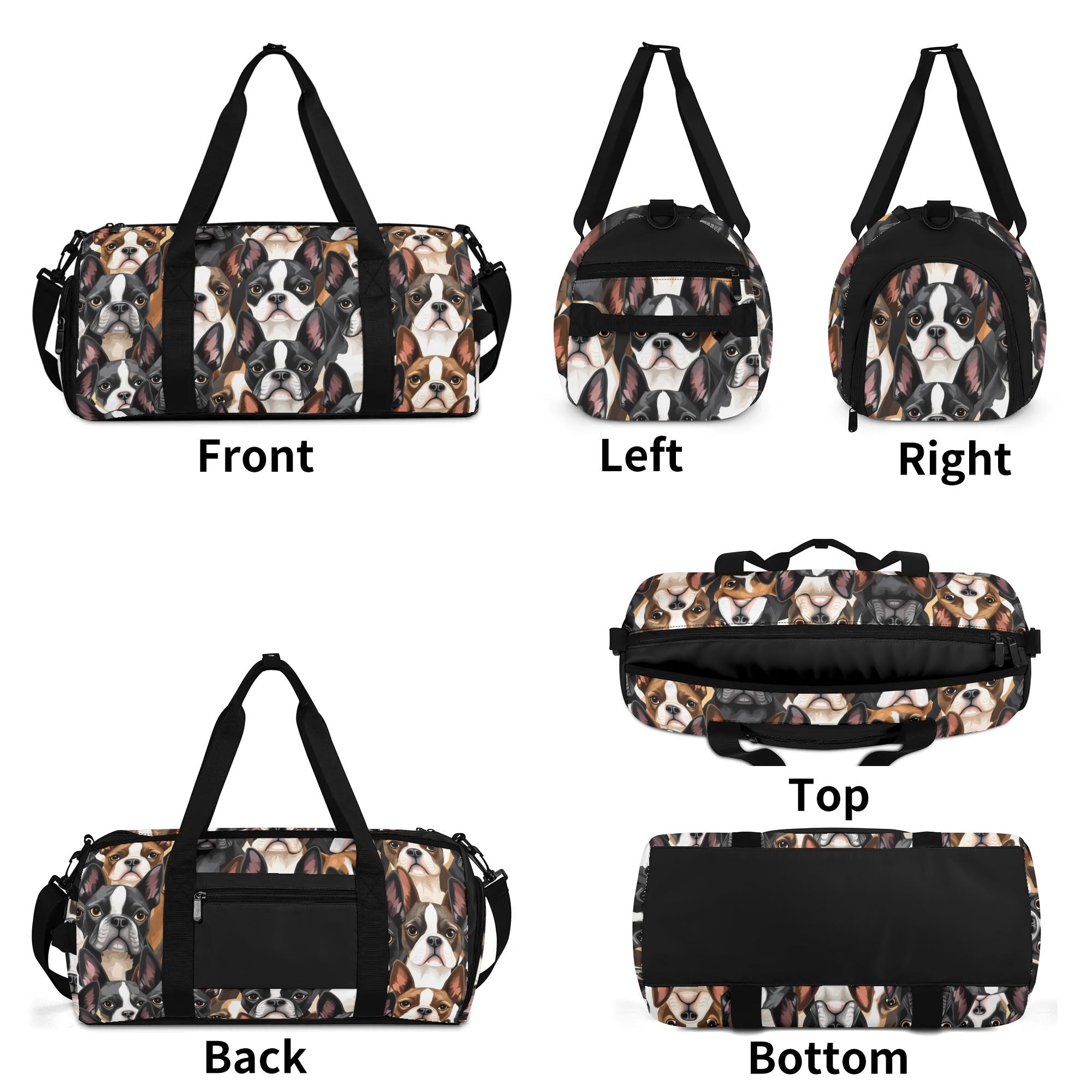 Boston Terrier Dogs Crowd Sports Gym Duffle Bags .