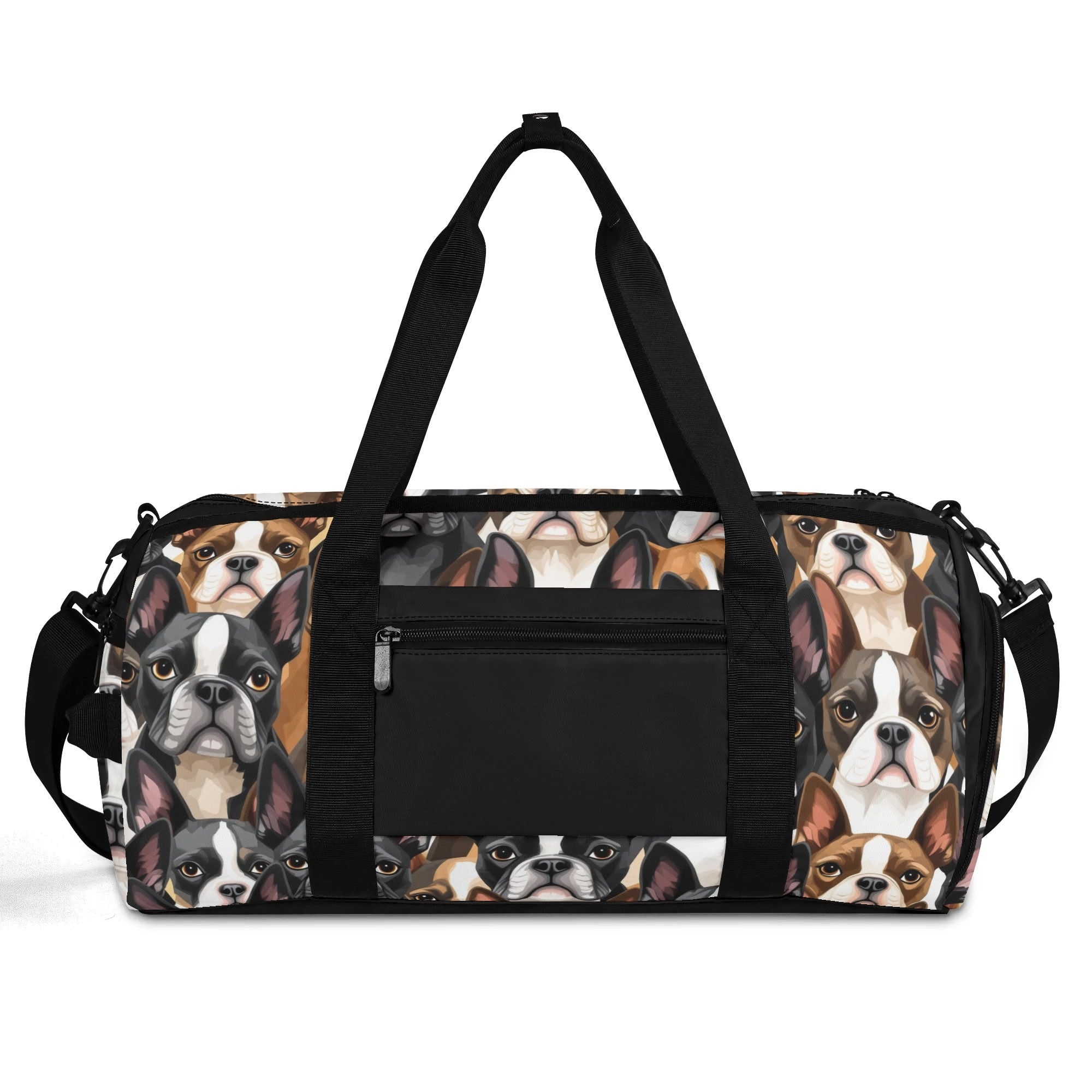 Boston Terrier Dogs Crowd Sports Gym Duffle Bags .