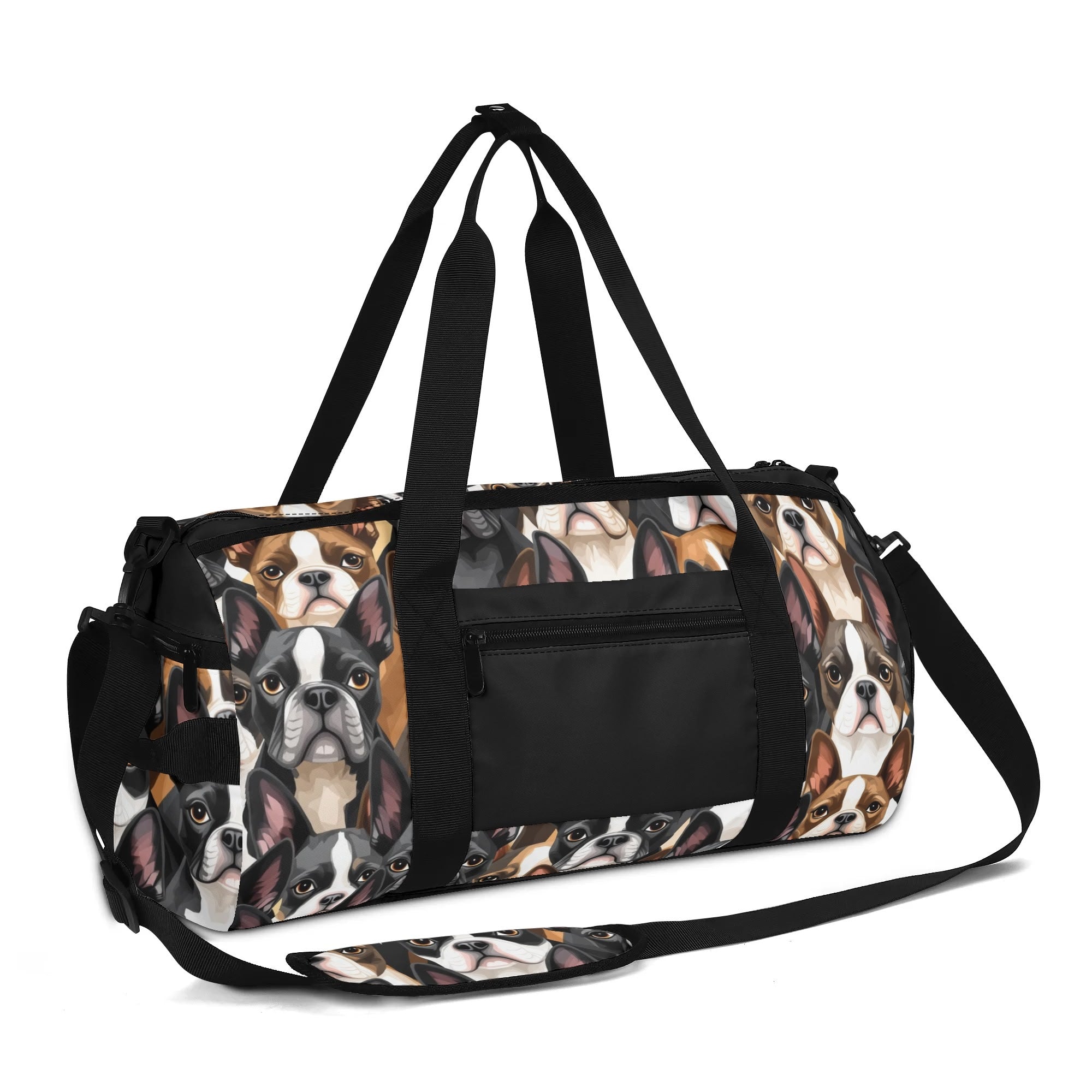 Boston Terrier Dogs Crowd Sports Gym Duffle Bags .