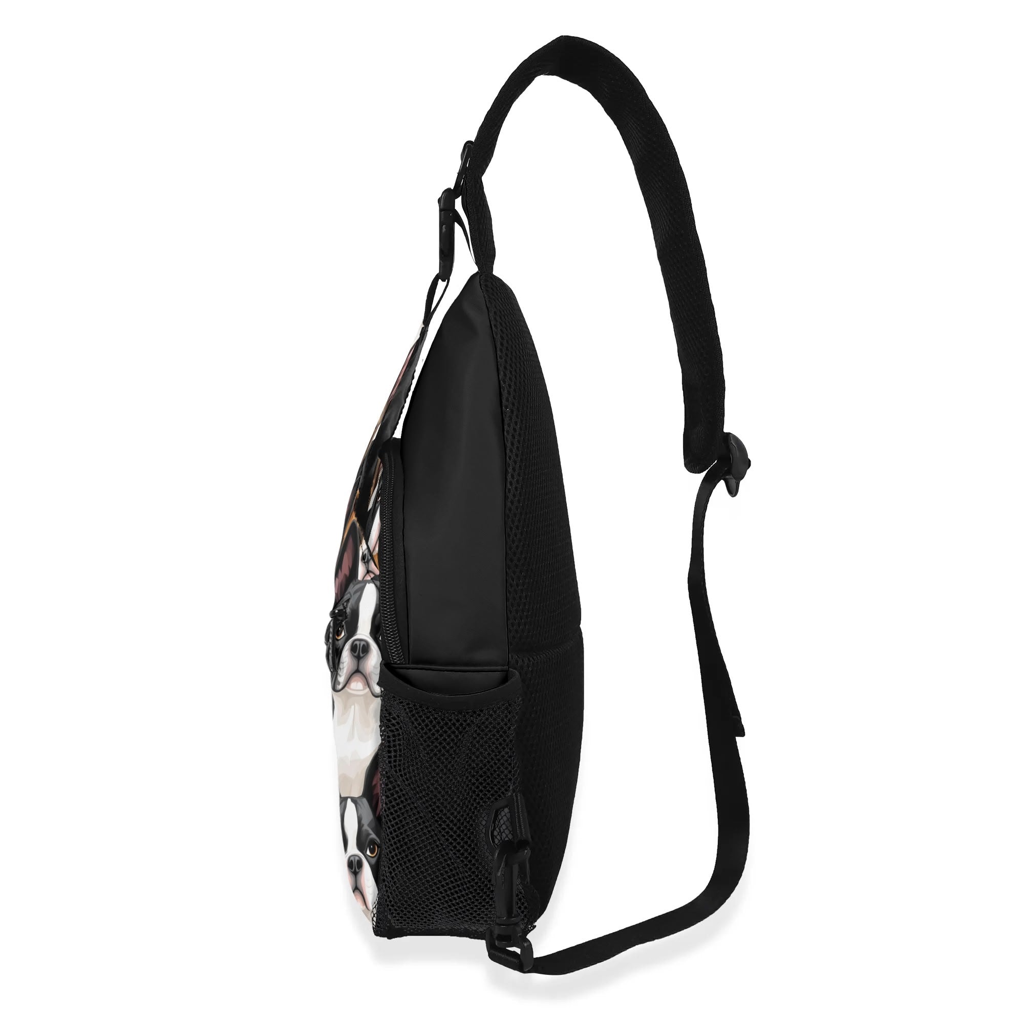 Boston Terrier Dogs Crowd Chest Crossbody Bag with Adjustable Strap .