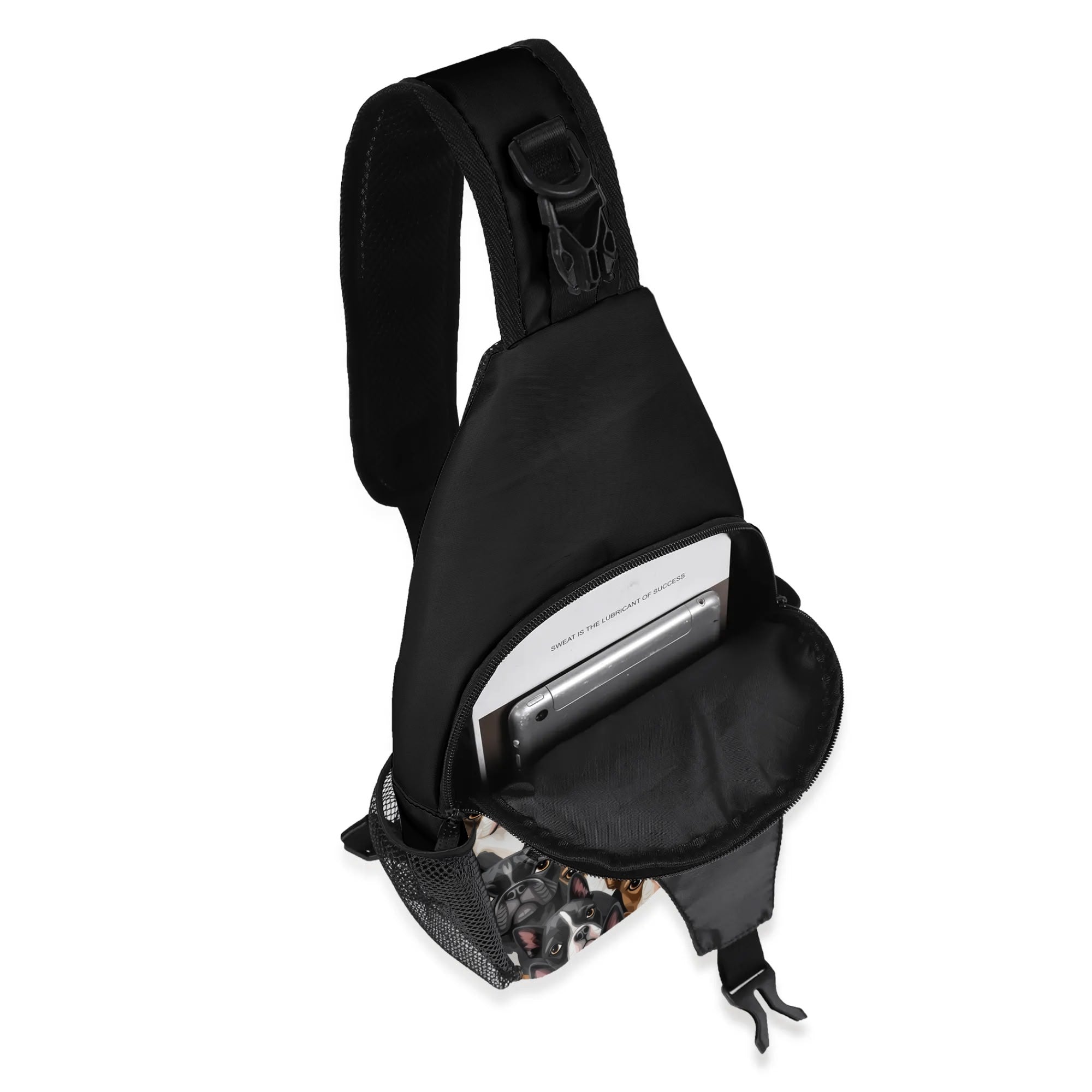 Boston Terrier Dogs Crowd Chest Crossbody Bag with Adjustable Strap .