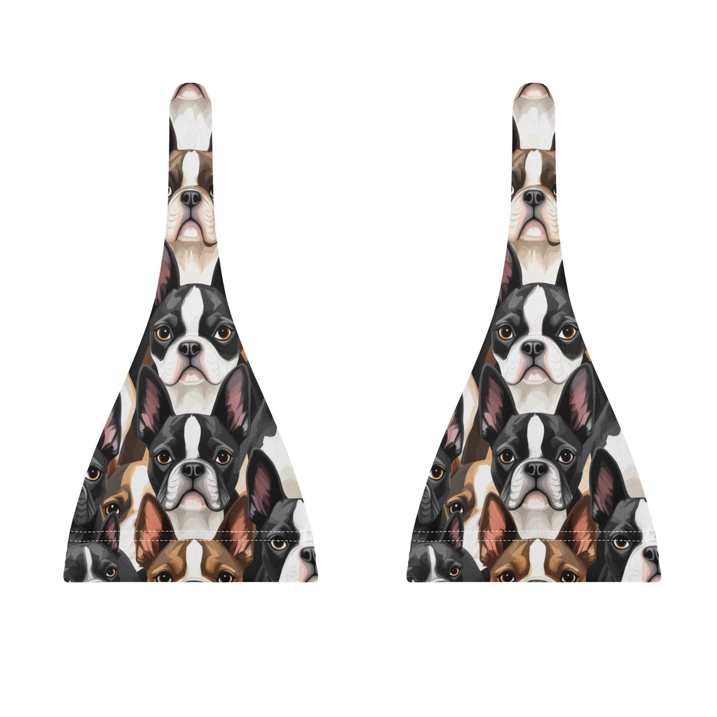 Boston Terrier Dogs Crowd Baby Newborn Set - Beanie and Hairband .