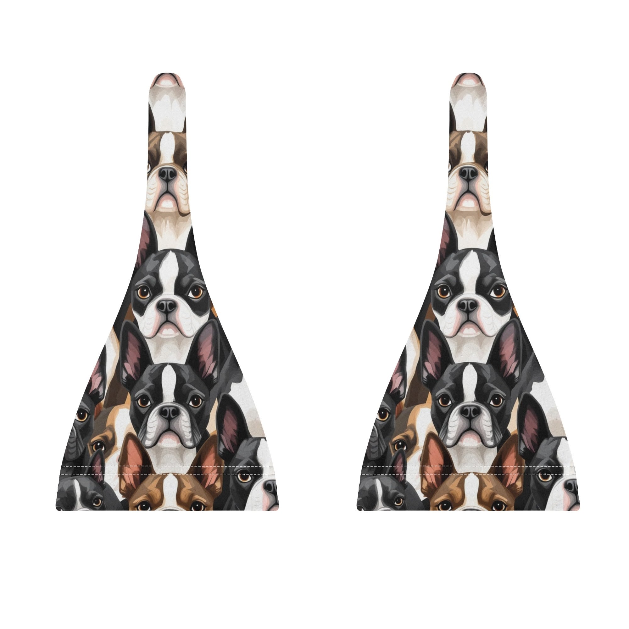 Boston Terrier Dogs Crowd Baby Newborn Set - Beanie and Hairband .