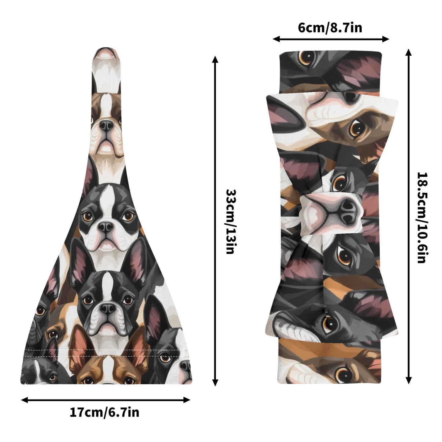 Boston Terrier Dogs Crowd Baby Newborn Set - Beanie and Hairband .