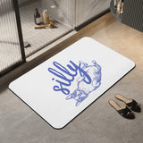 Silly Boston Terrier Dog Upside Down Bath Mat .