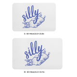 Silly Boston Terrier Dog Upside Down Bath Mat .