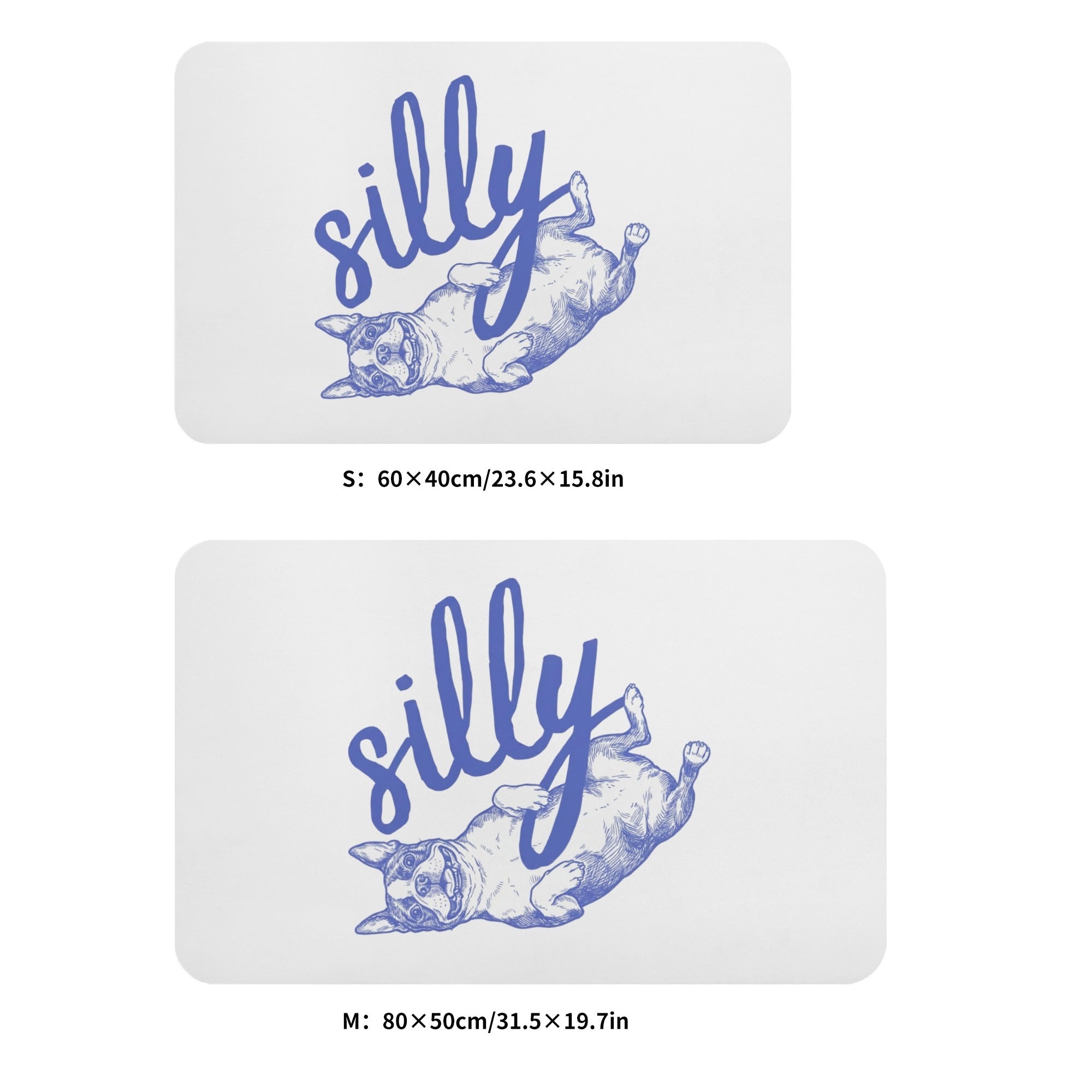 Silly Boston Terrier Dog Upside Down Bath Mat .