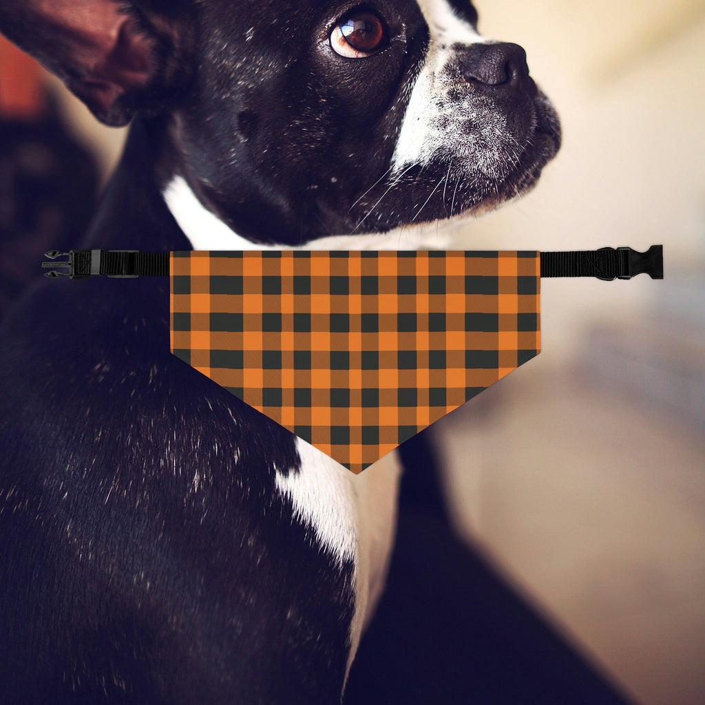 Black and Orange Plaid Dog Bandana Collar