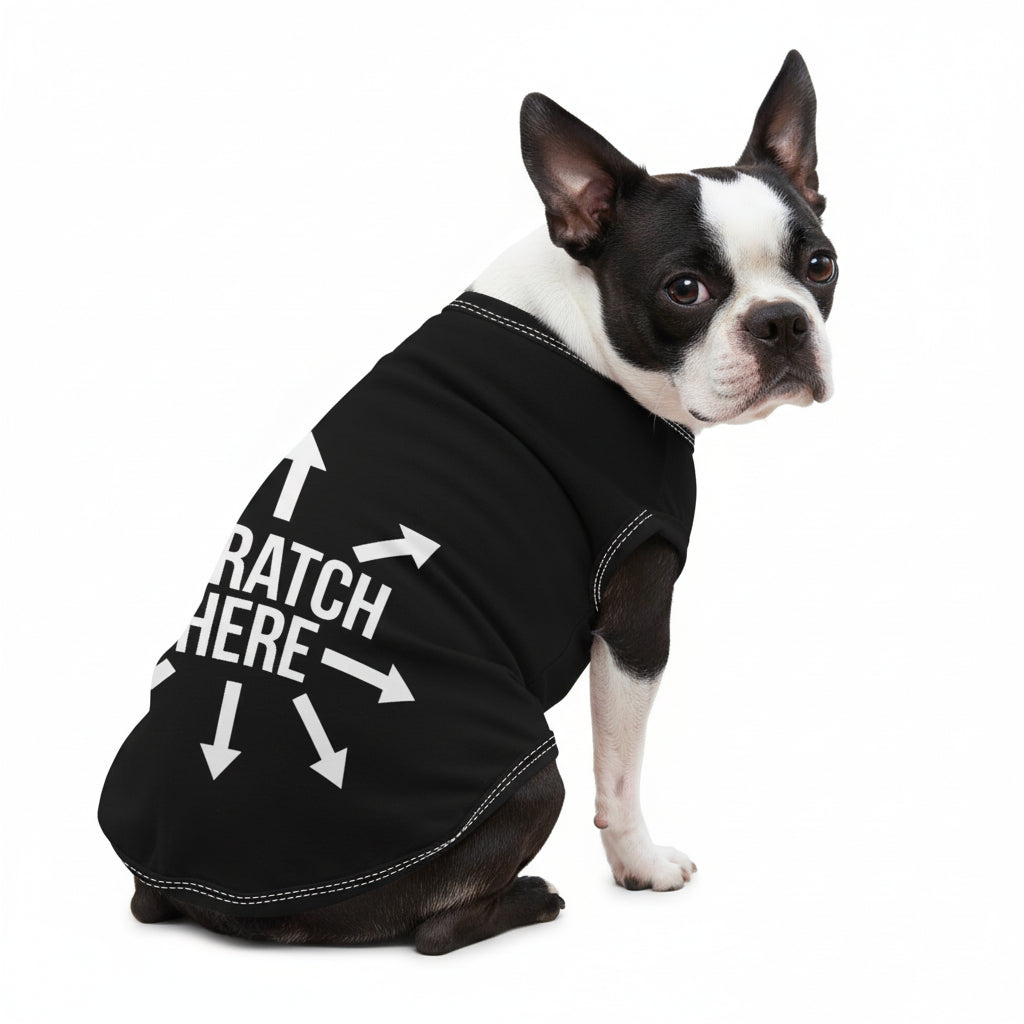 Scratch Here Funny Dog Shirts - Black .