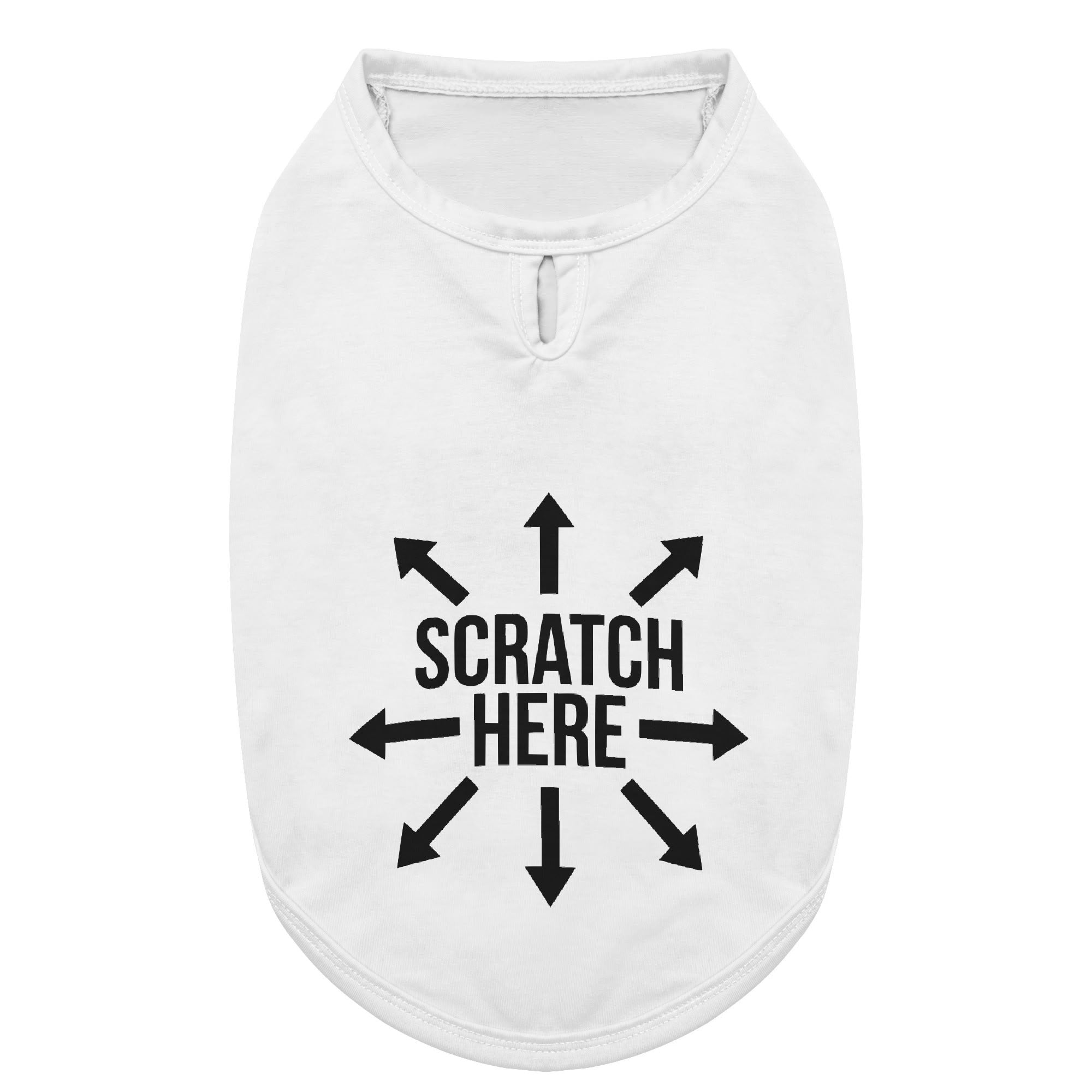 Scratch Here Funny Dog Shirts - White .