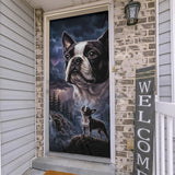 Storm Guardian – Majestic Boston Terrier Night Art Polyester Door Socks .