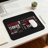 Boston Terrier Word Collage Smooth Desk Pad Gaming Mouse Pad – Dog Lover Typography Art .