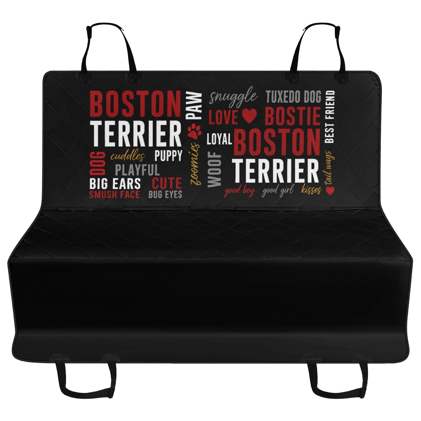 Boston Terrier Word Collage Car Pet Seat Cover – Dog Lover Typography Art .