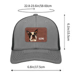 Custom Dog Portrait With Name Brown Rectangle Leather Patch Hat Trucker Cap .