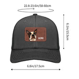 Custom Dog Portrait With Name Brown Rectangle Leather Patch Hat Trucker Cap .