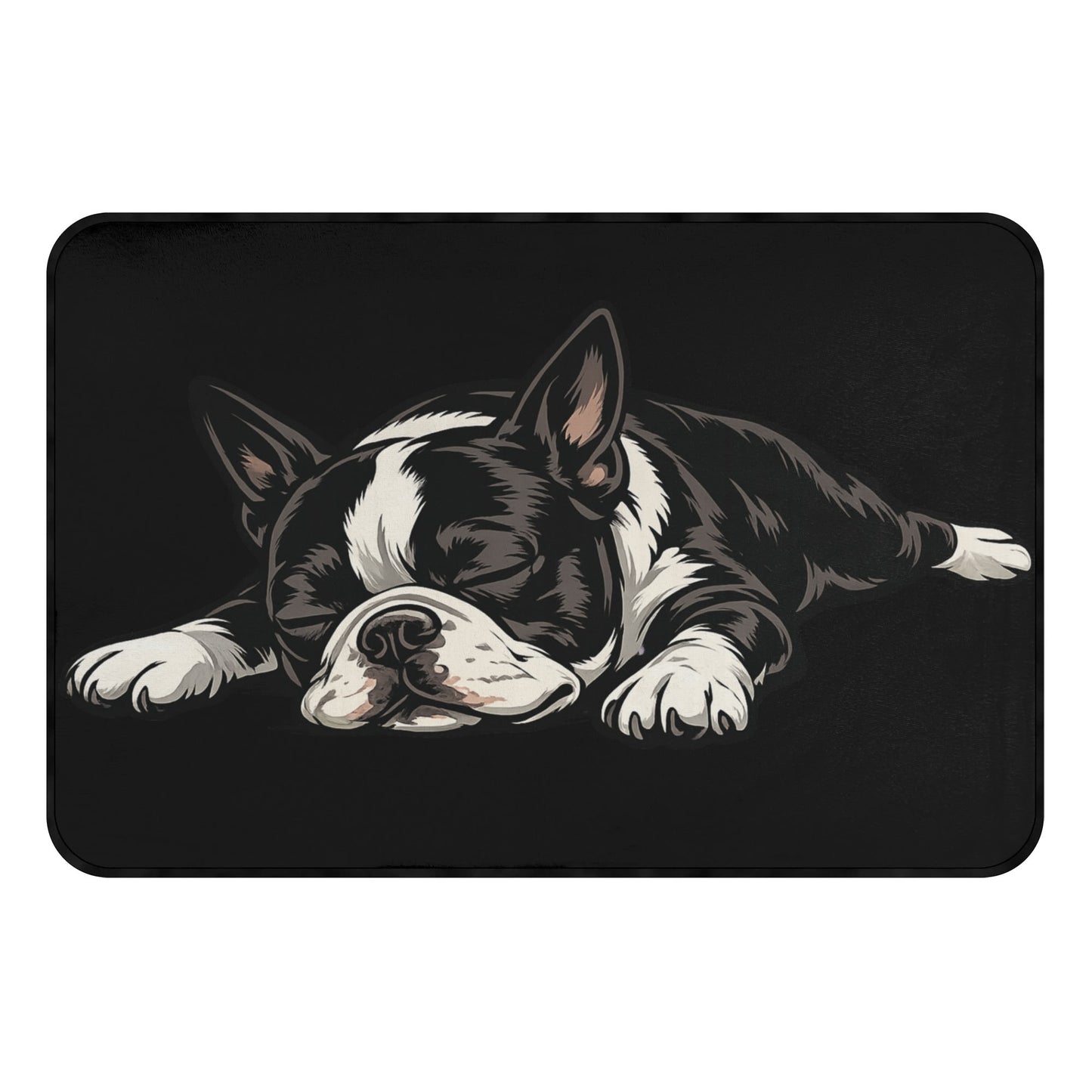 Sleeping Boston Terrier Dog Non-slip Room Rug .