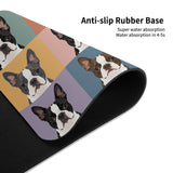 Pop Art Style Colored Boston Terriers Modern Tiles Pattern Bath Mat Fast Drying .