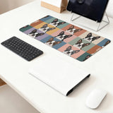 Pop Art Style Colored Boston Terriers Modern Tiles Pattern Smooth Desk Pad Gaming Mouse Pad . 47.2 X23.6 X0.12 In