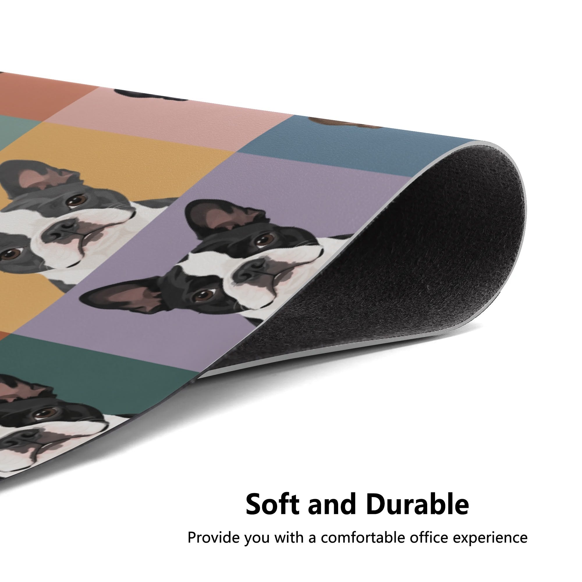 Pop Art Style Colored Boston Terriers Modern Tiles Pattern Smooth Desk Pad Gaming Mouse Pad .