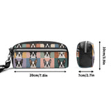 Pop Art Style Colored Boston Terriers Modern Tiles Pattern PU Handheld Cosmetic Bag Party Clutch Bag .