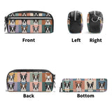 Pop Art Style Colored Boston Terriers Modern Tiles Pattern PU Handheld Cosmetic Bag Party Clutch Bag .