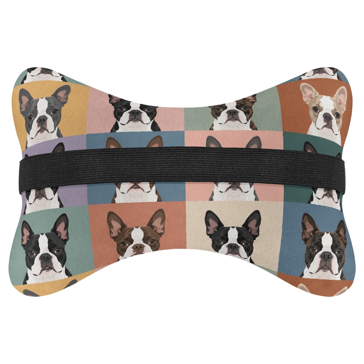 Pop Art Style Colored Boston Terriers Modern Tiles Pattern Soft Car Headrest Pillow .