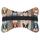 Pop Art Style Colored Boston Terriers Modern Tiles Pattern Soft Car Headrest Pillow .