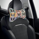Pop Art Style Colored Boston Terriers Modern Tiles Pattern Soft Car Headrest Pillow .