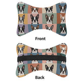 Pop Art Style Colored Boston Terriers Modern Tiles Pattern Soft Car Headrest Pillow .