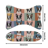 Pop Art Style Colored Boston Terriers Modern Tiles Pattern Soft Car Headrest Pillow .