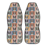 Pop Art Style Colored Boston Terriers Modern Tiles Pattern Soft and Lightweight Front Car Seat Covers (2pcs) .