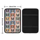 Pop Art Style Colored Boston Terriers Modern Tiles Pattern Car Armrest Pad Cover .