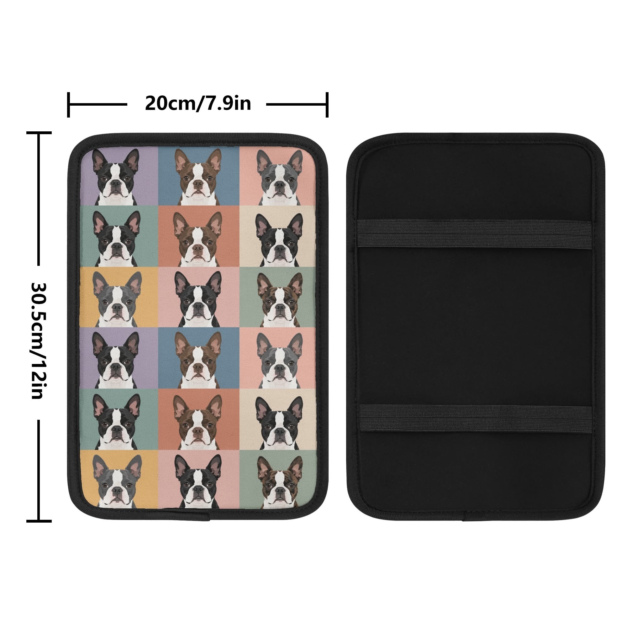 Pop Art Style Colored Boston Terriers Modern Tiles Pattern Car Armrest Pad Cover .