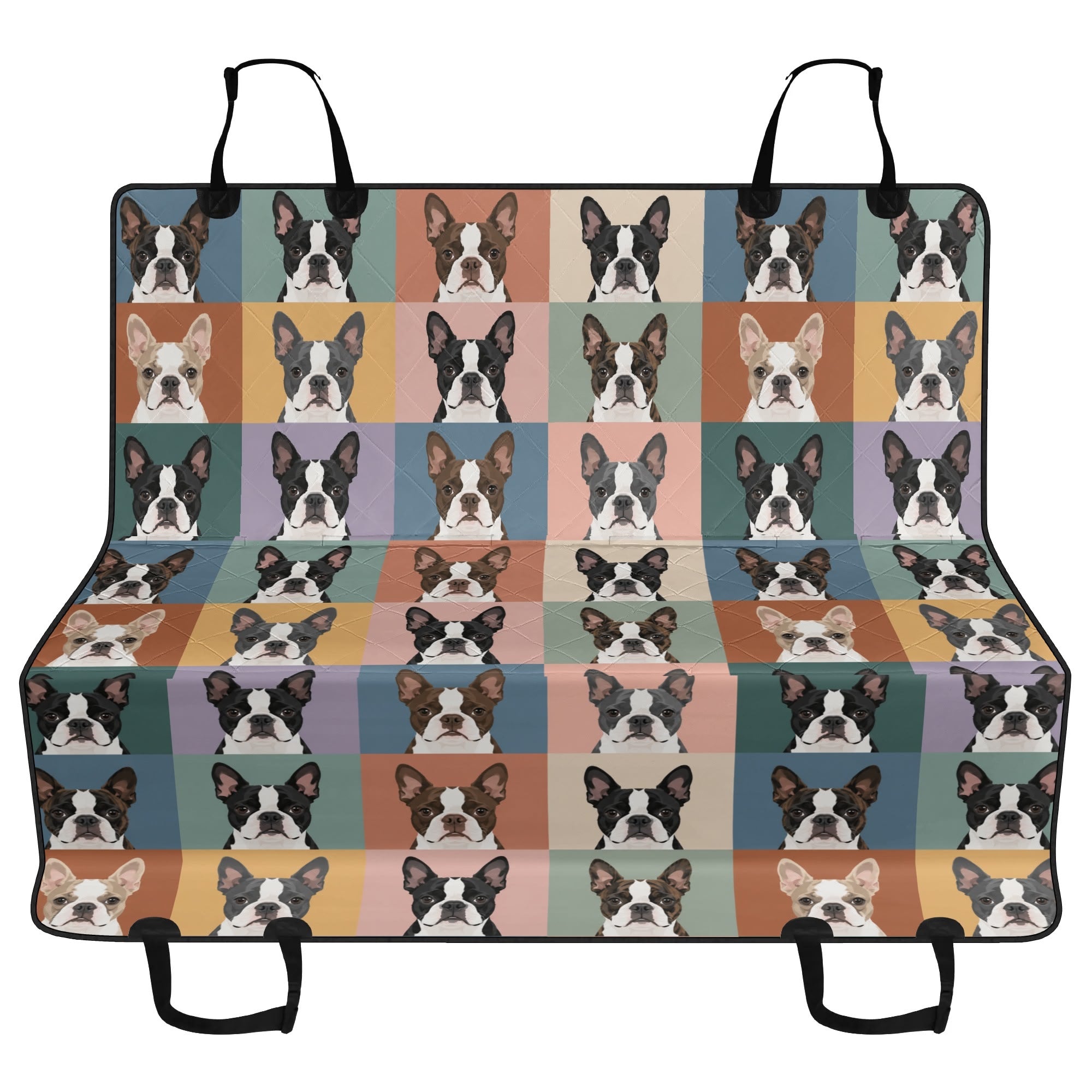 Pop Art Style Colored Boston Terriers Modern Tiles Pattern Car Pet Seat Cover .