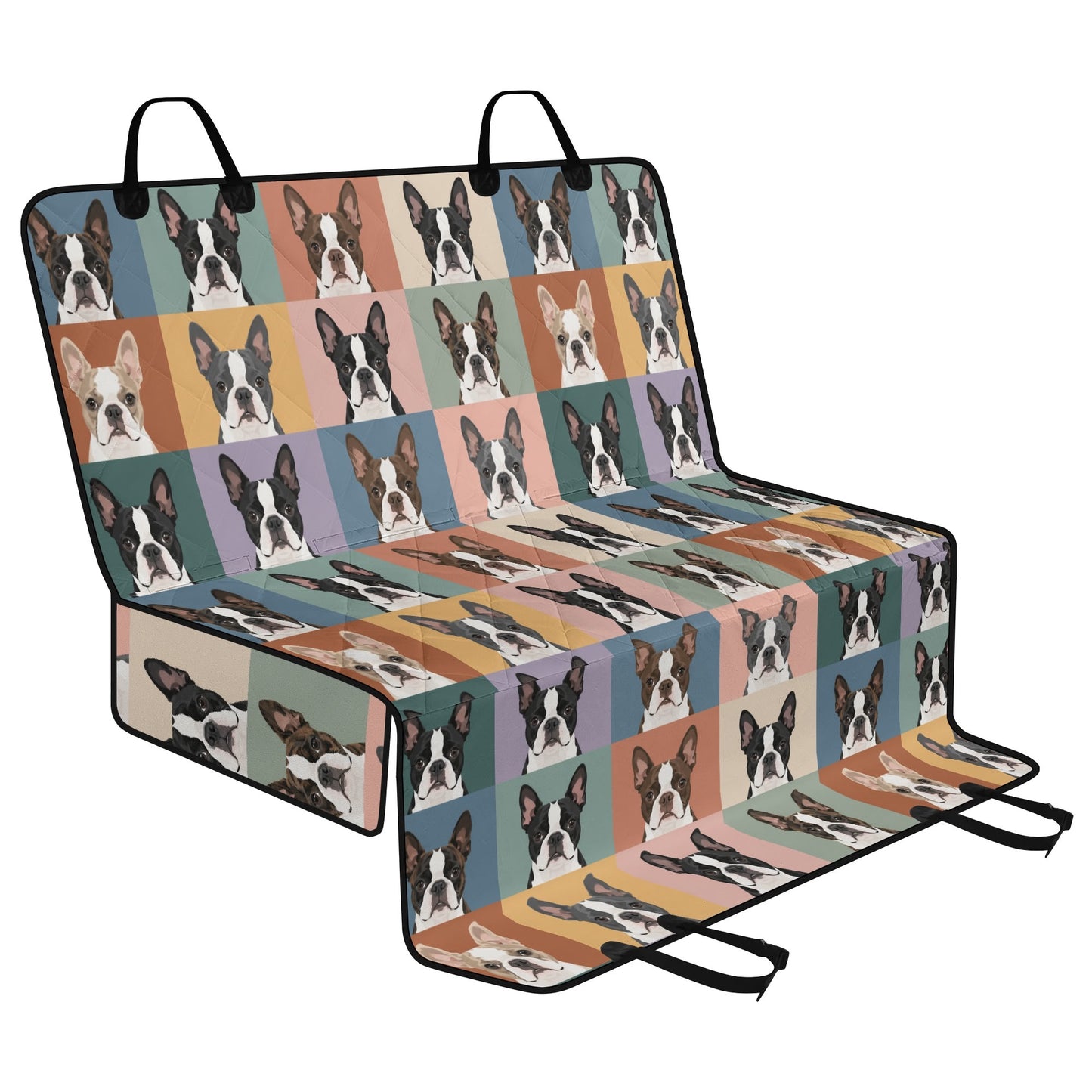Pop Art Style Colored Boston Terriers Modern Tiles Pattern Car Pet Seat Cover .