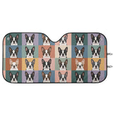 Pop Art Style Colored Boston Terriers Modern Tiles Pattern Car Sunshade .