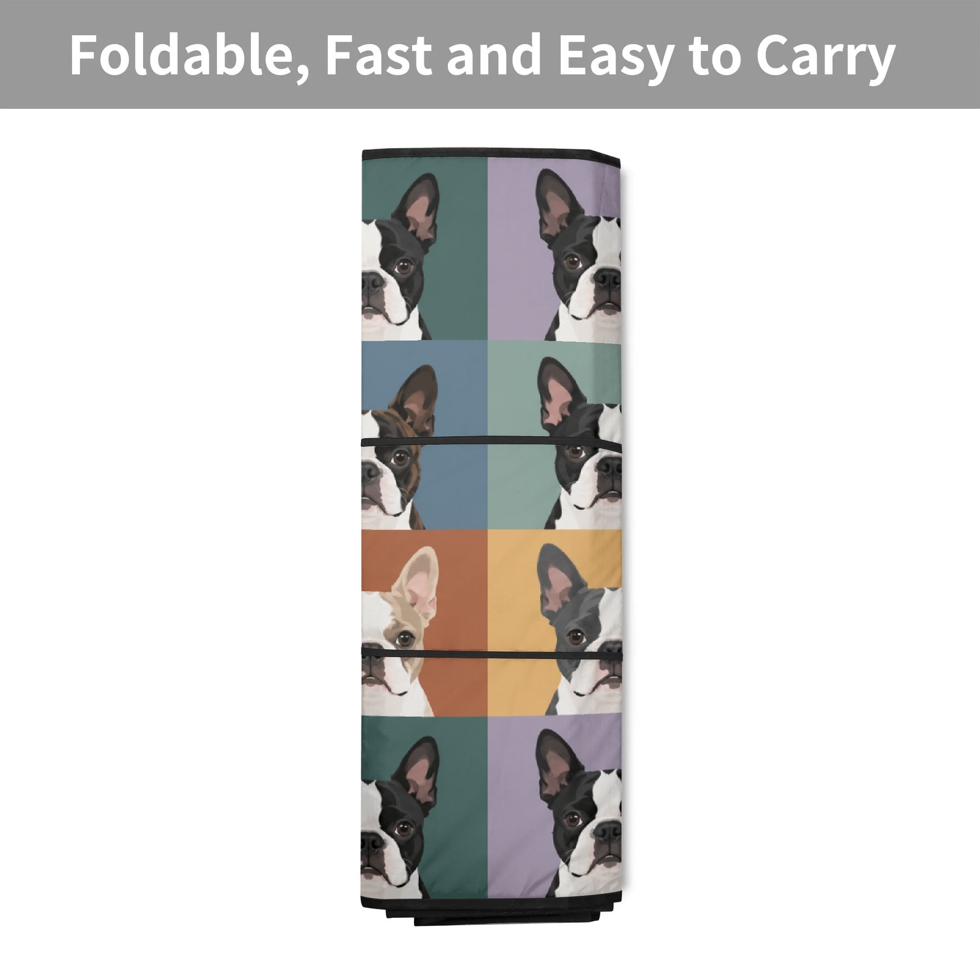 Pop Art Style Colored Boston Terriers Modern Tiles Pattern Car Sunshade .