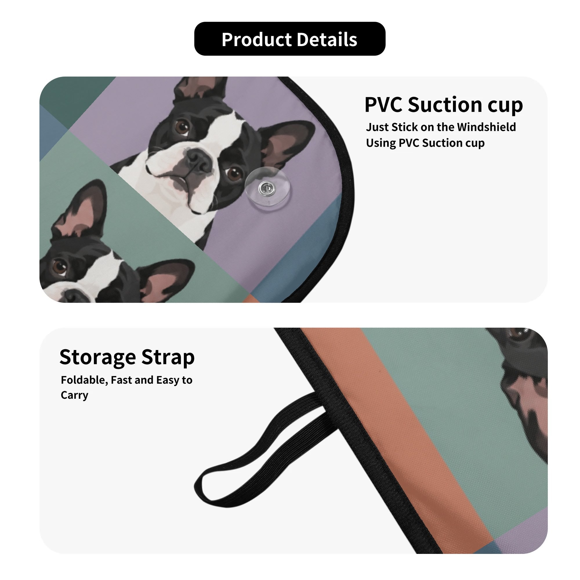 Pop Art Style Colored Boston Terriers Modern Tiles Pattern Car Sunshade .