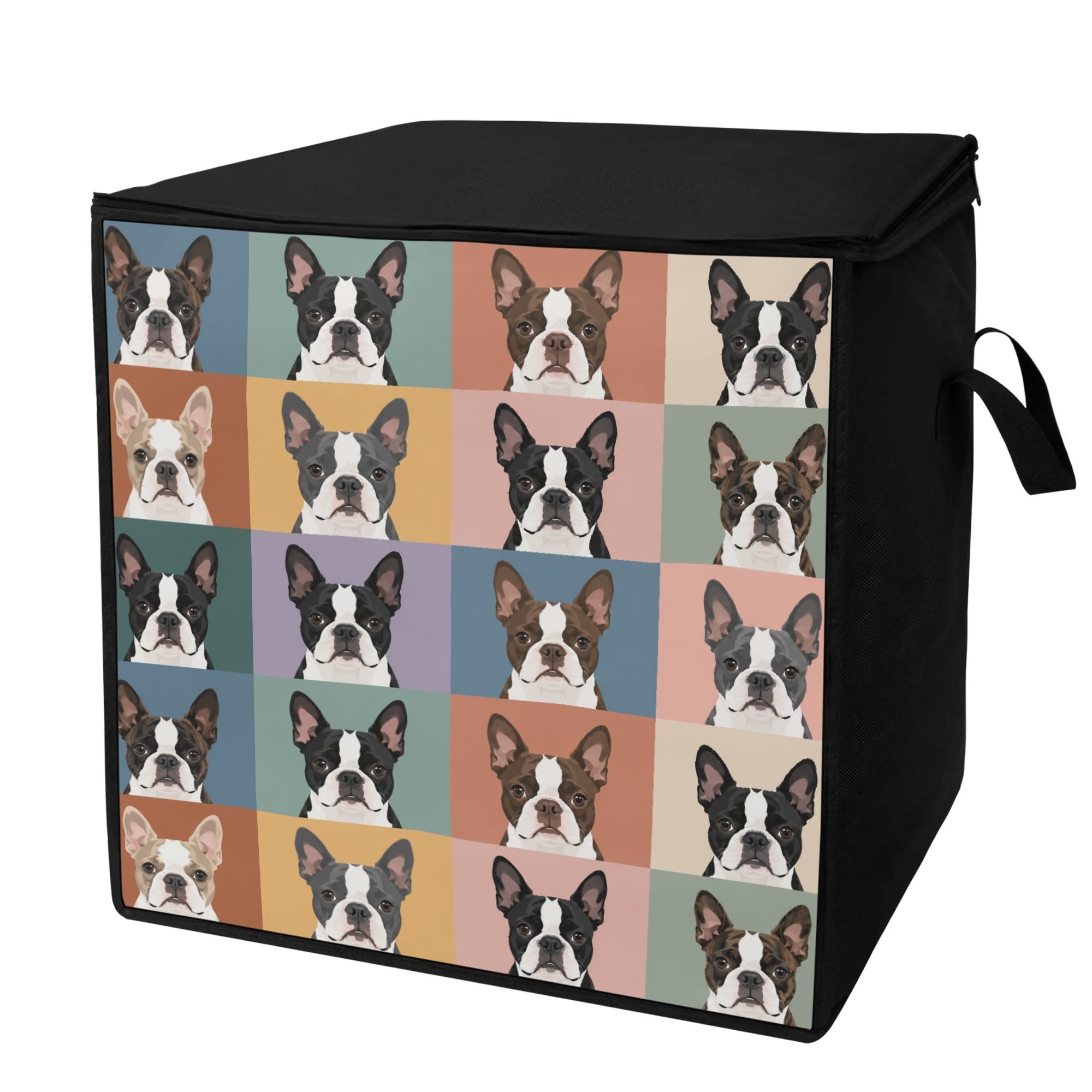 Pop Art Style Colored Boston Terriers Modern Tiles Pattern Storage Box Bag . Default Title
