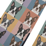 Pop Art Style Colored Boston Terriers Modern Tiles Pattern Crew Socks .