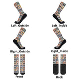 Pop Art Style Colored Boston Terriers Modern Tiles Pattern Crew Socks .