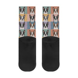Pop Art Style Colored Boston Terriers Modern Tiles Pattern Crew Socks .