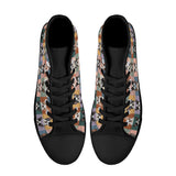 Pop Art Style Colored Boston Terriers Modern Tiles Pattern Unisex Rubber High Top Canvas Shoes .