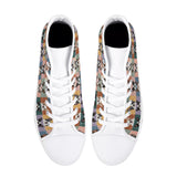 Pop Art Style Colored Boston Terriers Modern Tiles Pattern Unisex Rubber High Top Canvas Shoes .