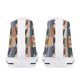 Pop Art Style Colored Boston Terriers Modern Tiles Pattern Unisex Rubber High Top Canvas Shoes .