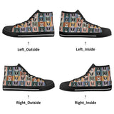 Pop Art Style Colored Boston Terriers Modern Tiles Pattern Unisex Rubber High Top Canvas Shoes .