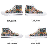 Pop Art Style Colored Boston Terriers Modern Tiles Pattern Unisex Rubber High Top Canvas Shoes .