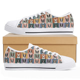 Pop Art Style Colored Boston Terriers Modern Tiles Pattern Unisex Rubber Low Top Canvas Shoes . White
