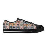 Pop Art Style Colored Boston Terriers Modern Tiles Pattern Unisex Rubber Low Top Canvas Shoes .